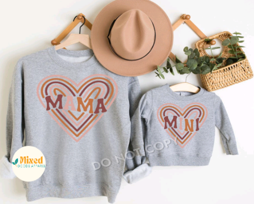 Mini Retro Heart Shirt (sweatshirt and matching Mama shirt/sweatshirt available)