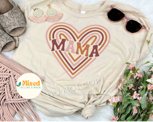 Mama Retro Heart Shirt (sweatshirt and matching Mini youth shirt/sweatshirt available)