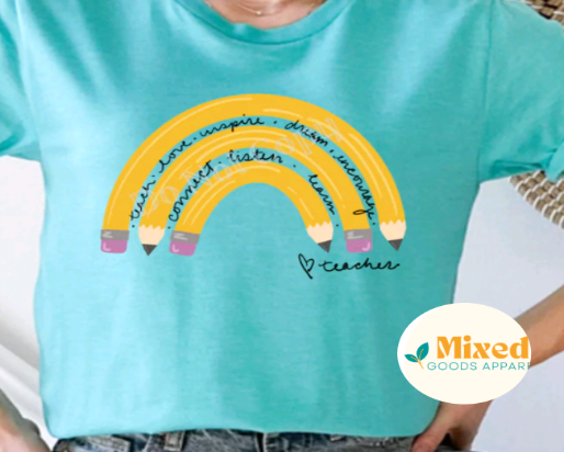 Teacher Pencil Rainbow Shirt