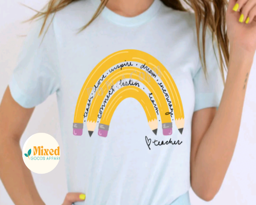 Teacher Pencil Rainbow Shirt